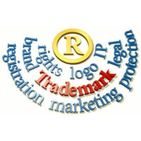 Trademark words around IP R symbol